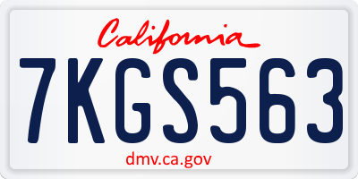 CA license plate 7KGS563