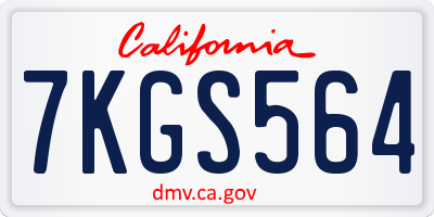 CA license plate 7KGS564