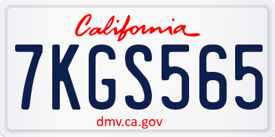 CA license plate 7KGS565