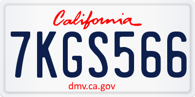 CA license plate 7KGS566