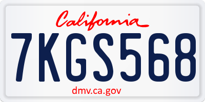 CA license plate 7KGS568