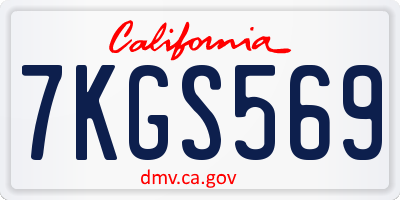 CA license plate 7KGS569