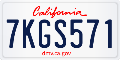 CA license plate 7KGS571