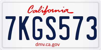 CA license plate 7KGS573
