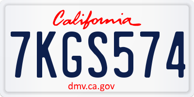 CA license plate 7KGS574