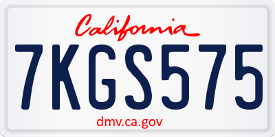 CA license plate 7KGS575