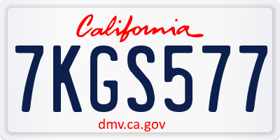 CA license plate 7KGS577