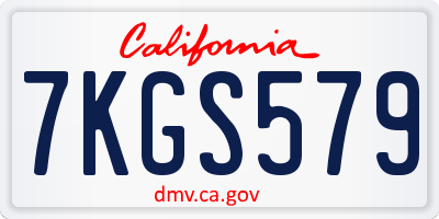 CA license plate 7KGS579
