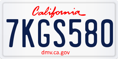 CA license plate 7KGS580