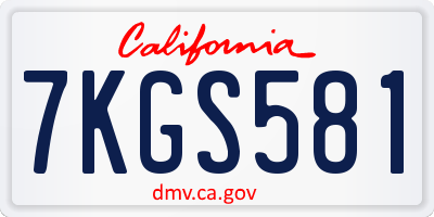 CA license plate 7KGS581