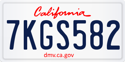 CA license plate 7KGS582