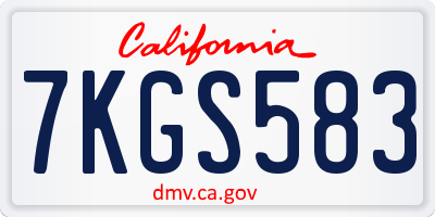 CA license plate 7KGS583