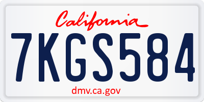 CA license plate 7KGS584