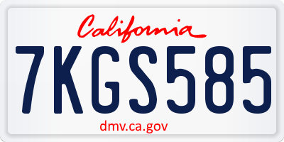 CA license plate 7KGS585