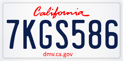 CA license plate 7KGS586