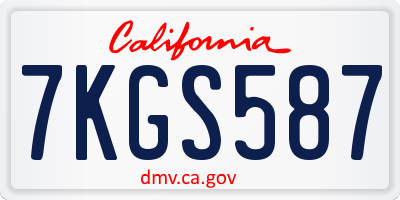 CA license plate 7KGS587