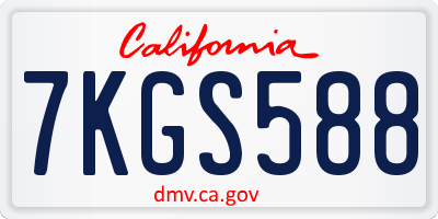 CA license plate 7KGS588