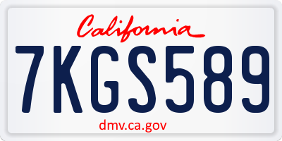 CA license plate 7KGS589