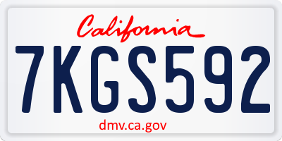 CA license plate 7KGS592