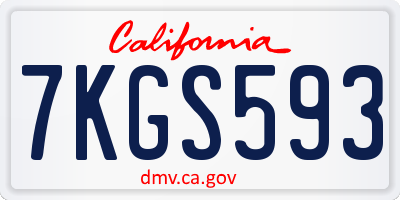 CA license plate 7KGS593