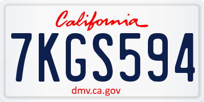 CA license plate 7KGS594