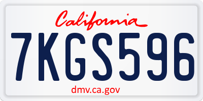 CA license plate 7KGS596