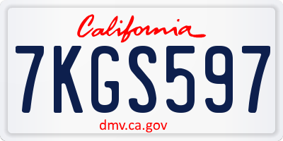 CA license plate 7KGS597