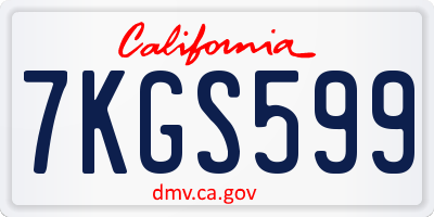 CA license plate 7KGS599