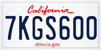 CA license plate 7KGS600