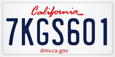 CA license plate 7KGS601