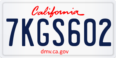 CA license plate 7KGS602