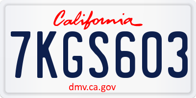CA license plate 7KGS603