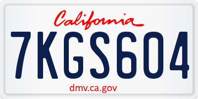 CA license plate 7KGS604