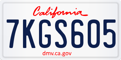 CA license plate 7KGS605