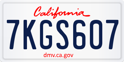 CA license plate 7KGS607