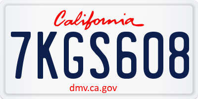 CA license plate 7KGS608