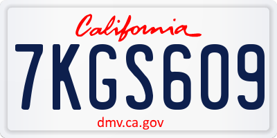 CA license plate 7KGS609