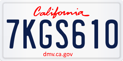 CA license plate 7KGS610