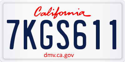 CA license plate 7KGS611