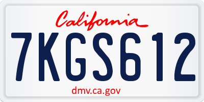 CA license plate 7KGS612