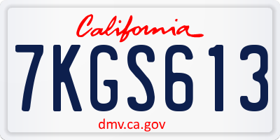 CA license plate 7KGS613