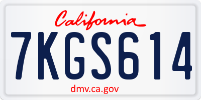 CA license plate 7KGS614