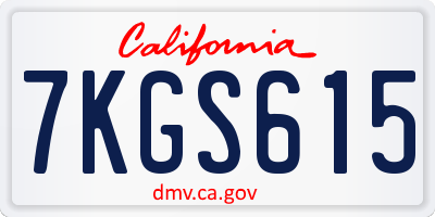 CA license plate 7KGS615