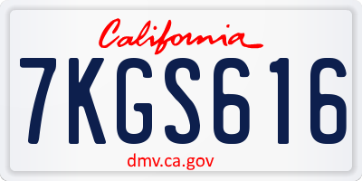 CA license plate 7KGS616