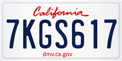 CA license plate 7KGS617