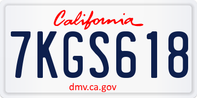 CA license plate 7KGS618