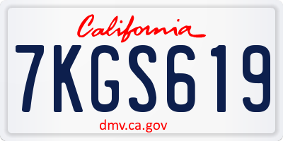 CA license plate 7KGS619