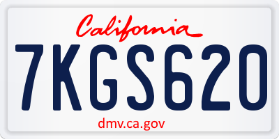 CA license plate 7KGS620