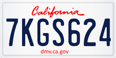 CA license plate 7KGS624
