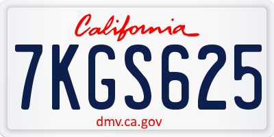 CA license plate 7KGS625